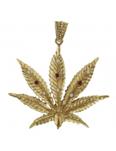COLGANTE HOJA MARIHUANA ORO...