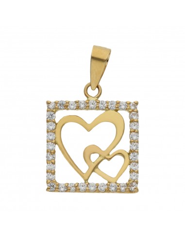 COLGANTE ORO 18KL CORAZONES CIRCONITAS