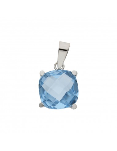 COLGANTE ORO BLANCO 18KL PIEDRA AZUL