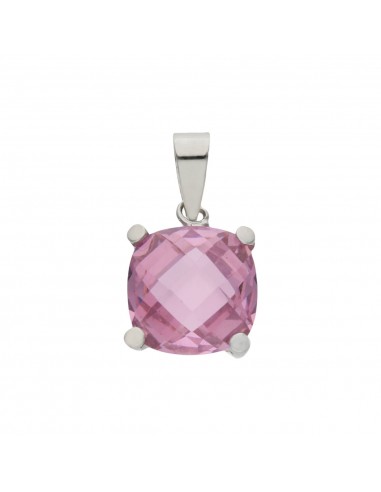 COLGANTE ORO BLANCO 18KL PIEDRA ROSA