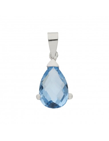 COLGANTE ORO BLANCO 18KL PIEDRA AZUL