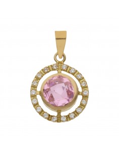 COLGANTE ORO 18KL PIEDRA ROSA