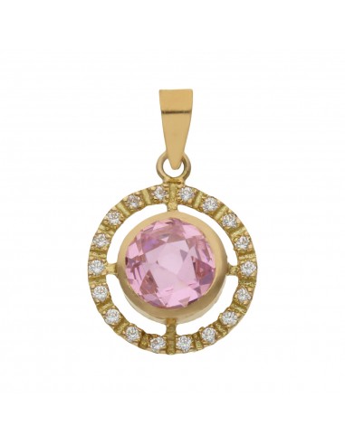 COLGANTE ORO 18KL PIEDRA ROSA