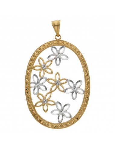 COLGANTE EN ORO DE 18KL FLORES TALLADO