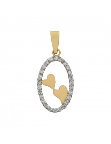 COLGANTE ORO 18KL CORAZONES CIRCONITAS