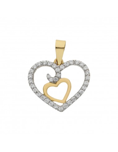 COLGANTE ORO 18KL CORAZONES CIRCONITAS