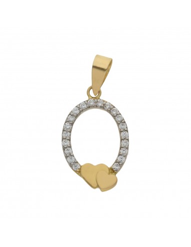 COLGANTE ORO 18KL CORAZONES CIRCONITAS