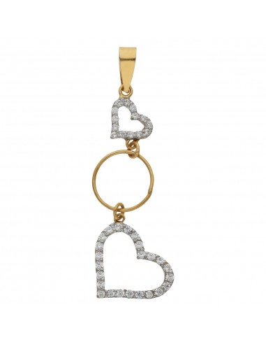 COLGANTE ORO 18KL CORAZONES CIRCONITAS