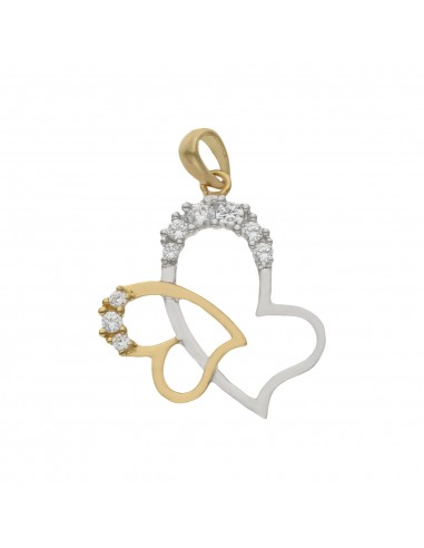 COLGANTE ORO 18KL BICOLOR CORAZONES