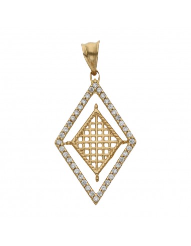 COLGANTE ORO DE 18KL ROMBO CIRCONITAS