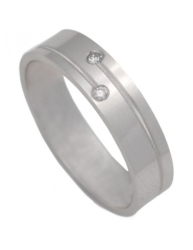 ALIANZA 2 DIAMANTES ORO BLANCO 18KL -5MM