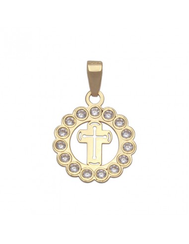 COLGANTE CRUZ ORO 18KL CIRCONITAS - 12MM