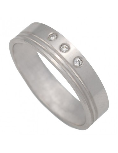 ALIANZA 3 DIAMANTES ORO BLANCO 18KL -5MM