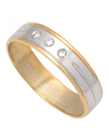 ALIANZA BICOLOR 3 DIAMANTES ORO 18KL-5MM