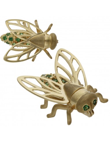 BROCHE MOSCA ORO 18KL CRISOPAL VERDE