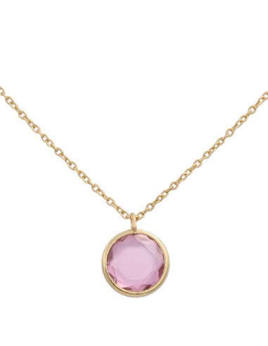 GARGANTILLA CIRCULO ORO 18KL PIEDRA ROSA