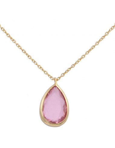 GARGANTILLA LAGRIMA ORO 18KL PIEDRA ROSA