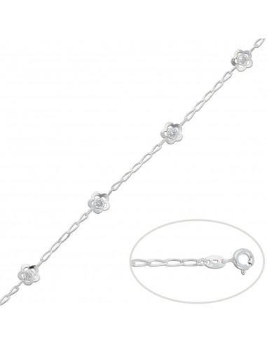 PULSERA FLOR PLATA 925MM CIRCONITAS