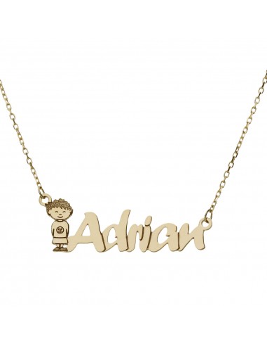COLGANTE NIÑO + NOMBRE ORO 18KL