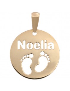 COLGANTE NOMBRE + PIES ORO...