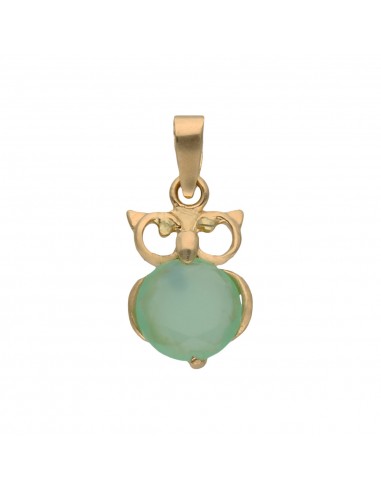 COLGANTE BUHO ORO 18KL PIEDRA VERDE