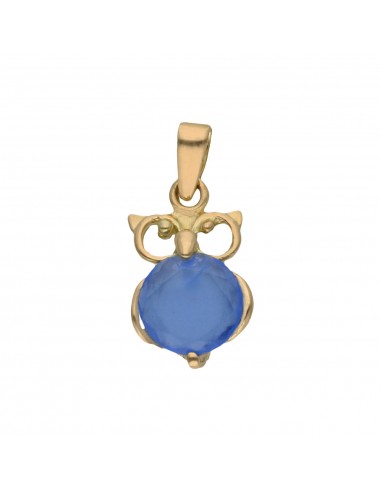 COLGANTE BUHO ORO 18KL PIEDRA AZUL