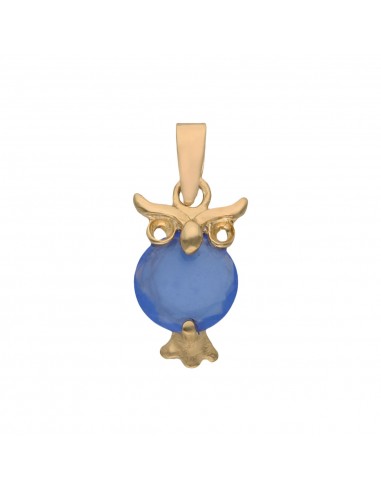 COLGANTE BUHO ORO 18KL PIEDRA AZUL