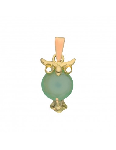 COLGANTE BUHO ORO 18KL PIEDRA VERDE