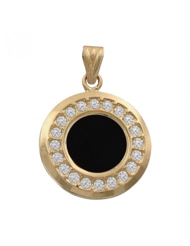 COLGANTE ORO 18KL ONIX+CIRCONITAS - 16MM