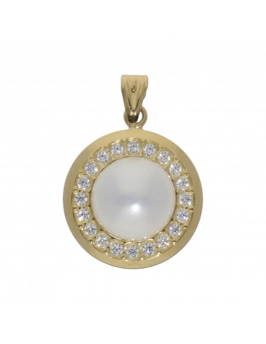 COLGANTE ORO 18KL CIRCONITAS Y PERLA