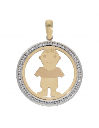 COLGANTE ORO 18KL NIÑO CIRCONITAS - 20MM