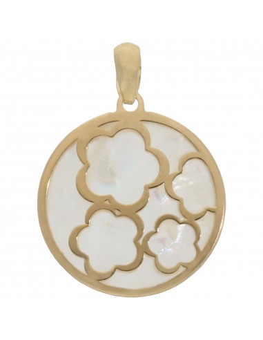 COLGANTE ORO 18KL NACAR FLORES - 20MM