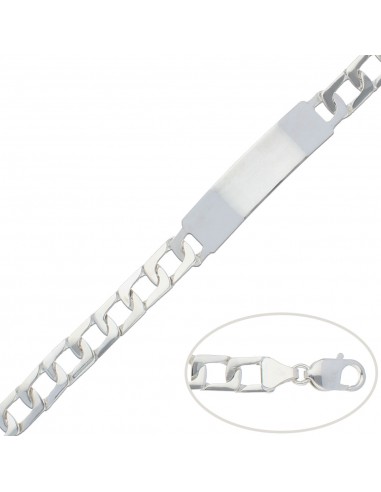 PULSERA CON PLACA PLATA 925MM - 9MM
