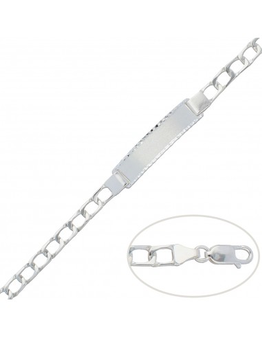 PULSERA CON PLACA PLATA 925MM - 6MM