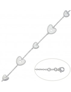 PULSERA CORAZONES PLATA 925MM
