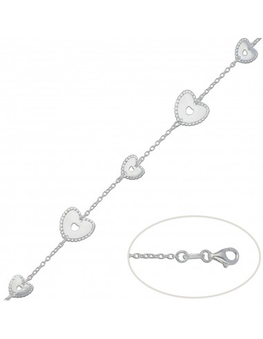 PULSERA CORAZONES PLATA 925MM