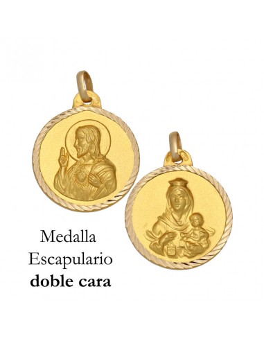 MEDALLA ORO 18KL ESCAPULARIO - 18MM