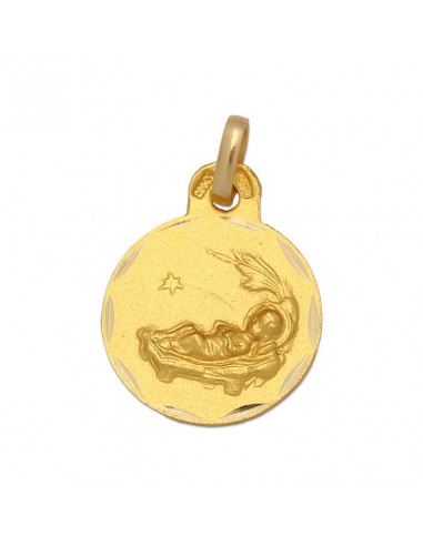 MEDALLA ORO 18KL NIÑO EN PAJA DE 15MM