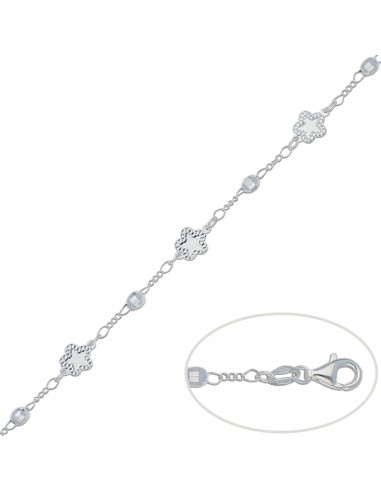 PULSERA FLORES + BOLAS PLATA 925MM