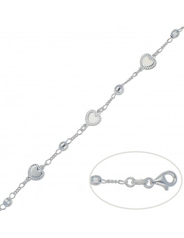 PULSERA CORAZONES PLATA 925MM