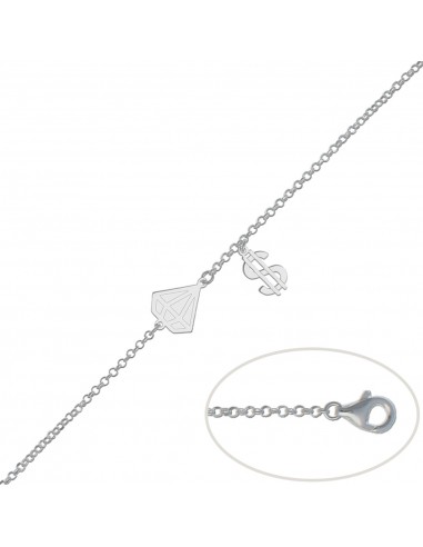 PULSERA DIAMANTE + DOLAR PLATA 925MM