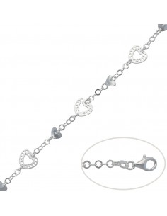 PULSERA CORAZONES PLATA 925MM