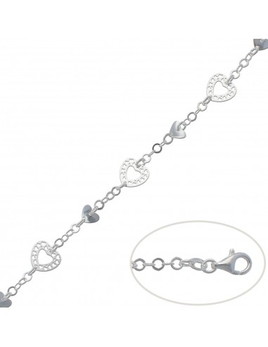 PULSERA CORAZONES PLATA 925MM