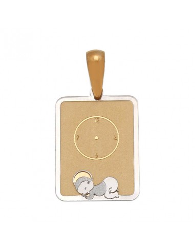 MEDALLA ORO 18KL BEBE Y RELOJ - 13X18MM