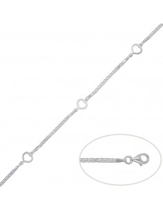 PULSERA CORAZONES PLATA 925MM
