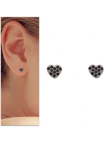 PENDIENTES CORAZON ORO BLANCO 18KL NEGRA