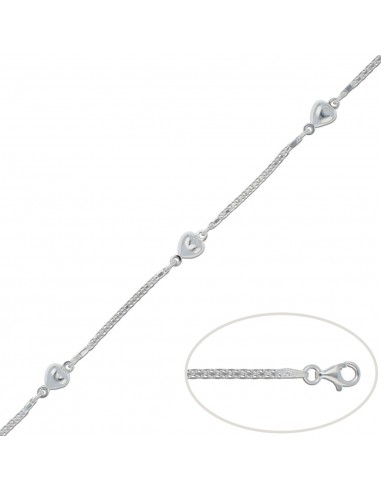 PULSERA CORAZONES PLATA 925MM