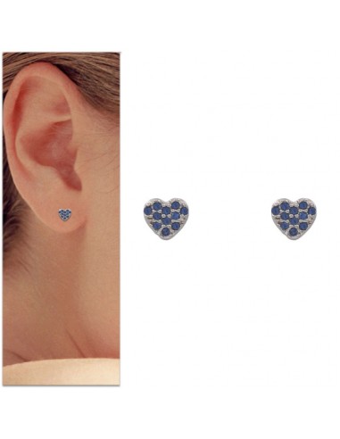 PENDIENTES CORAZON ORO BLANCO 18KL AZUL