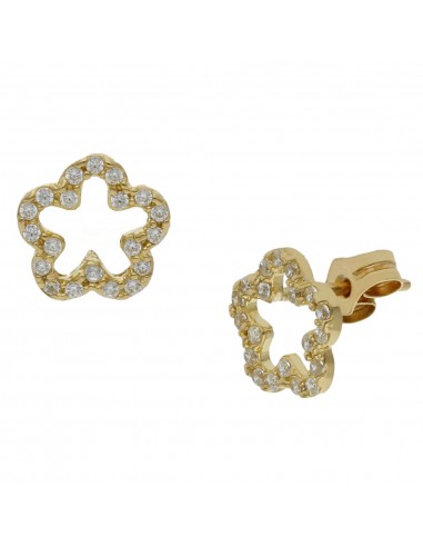 PENDIENTES FLOR ORO 18KL CIRCONITAS
