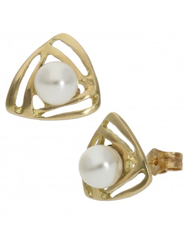 PENDIENTES ORO 18KL TRIANGULAR PERLAS